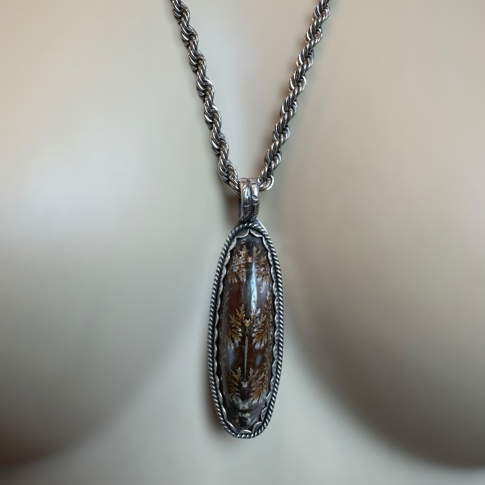 Paul Rossman CSHR‎ Pendant Necklace 24 Inch Fossil Ammonite 925 Sterling 39.1g
